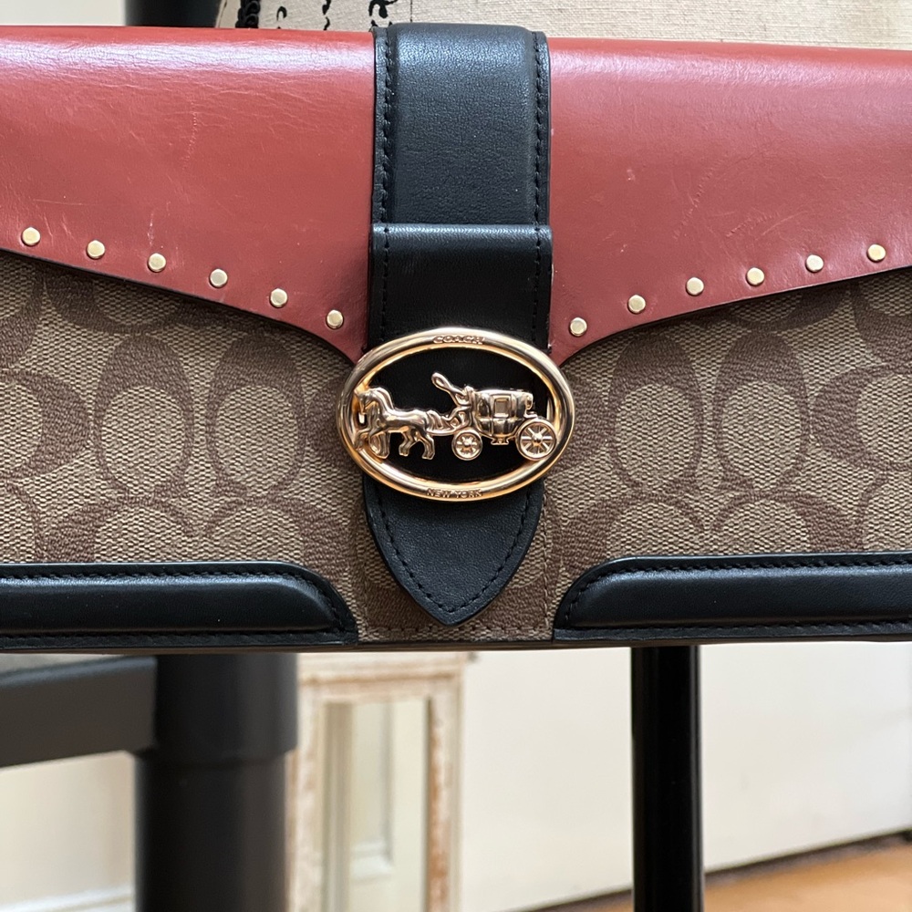 Coach Signature Canvas and Pink Leather Bag - Picture 2 of 9